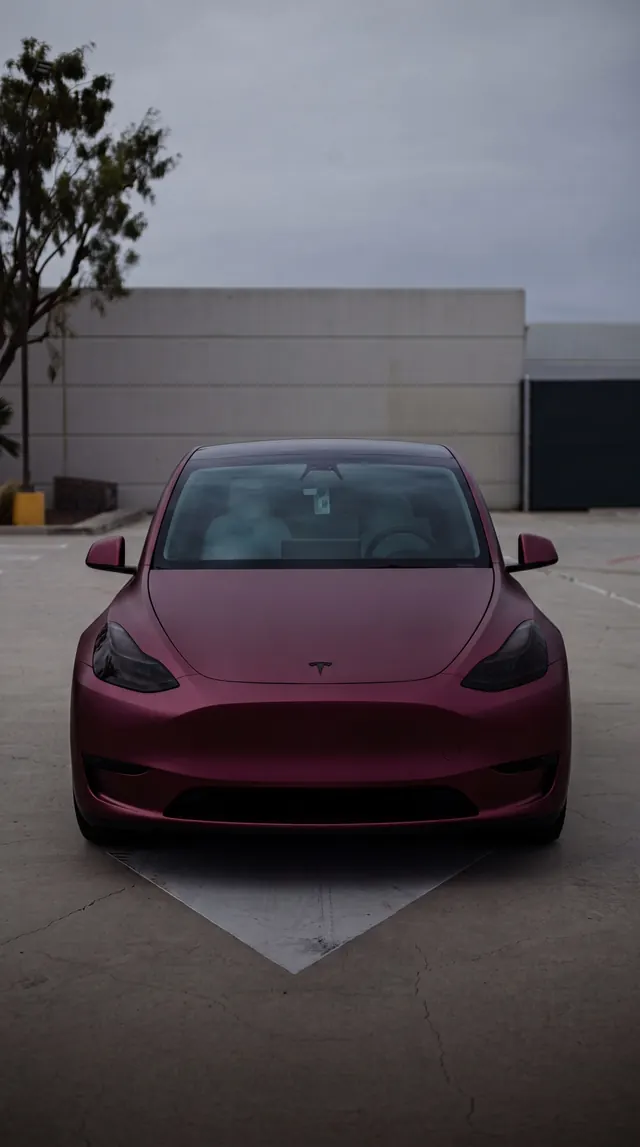 Tesla Model Y after a color change at the Most Wanted studio