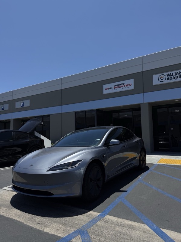 Tesla Model 3 inside the Most Wanted studio in Santa Ana