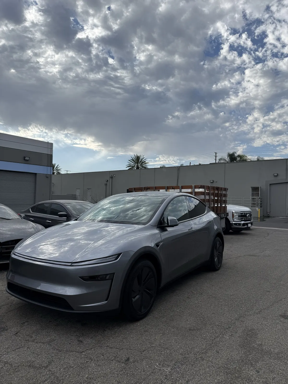 Car outside the Most Wanted studio, used to preview tint shades
