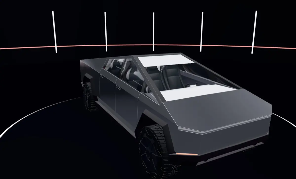 Tesla Cybertruck in the Most Wanted 3D studio showroom