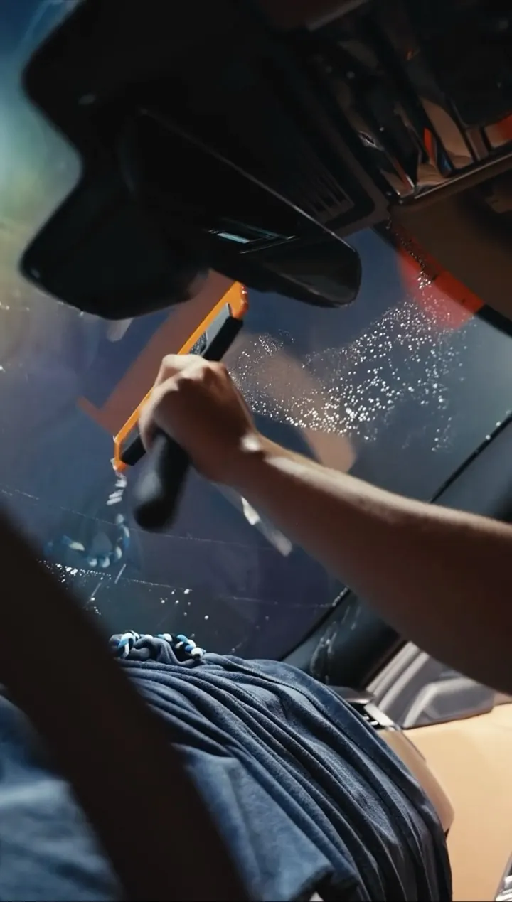 Close-up of a window tint film install at the Most Wanted studio