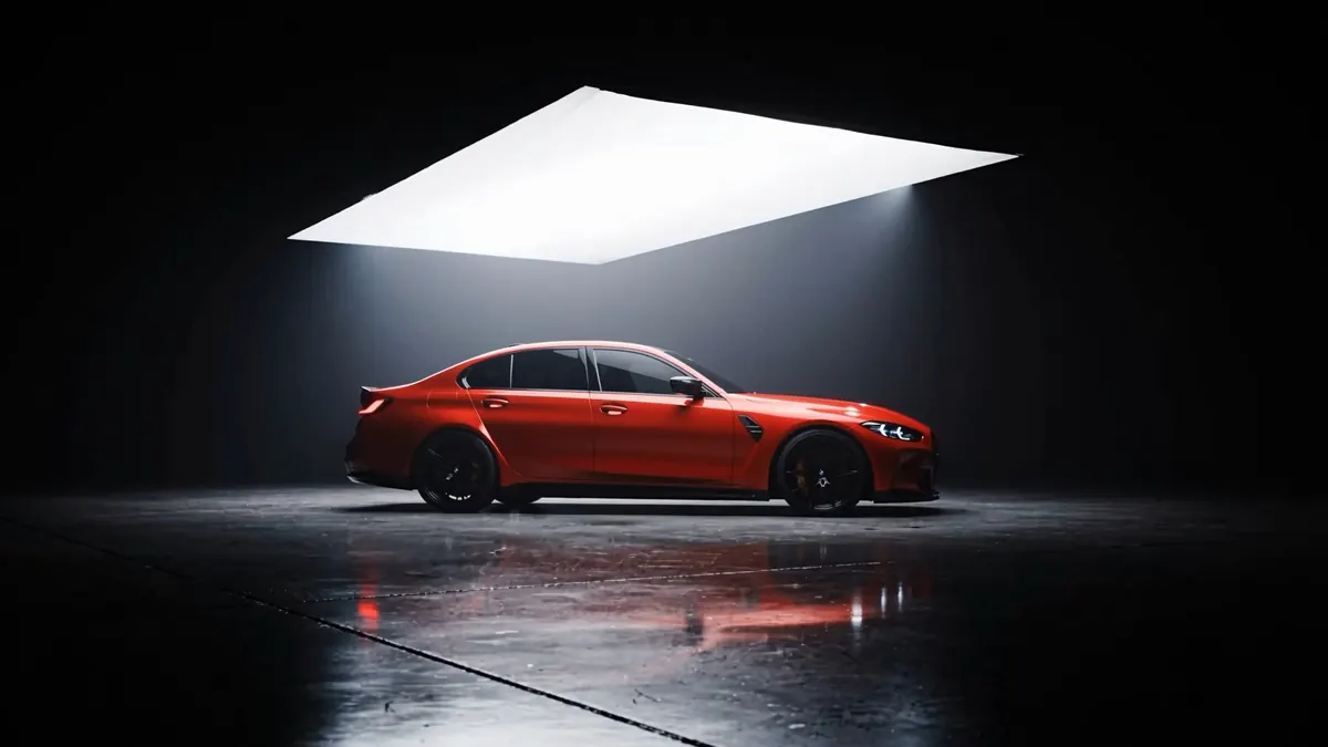 BMW M3 in a red color change wrap